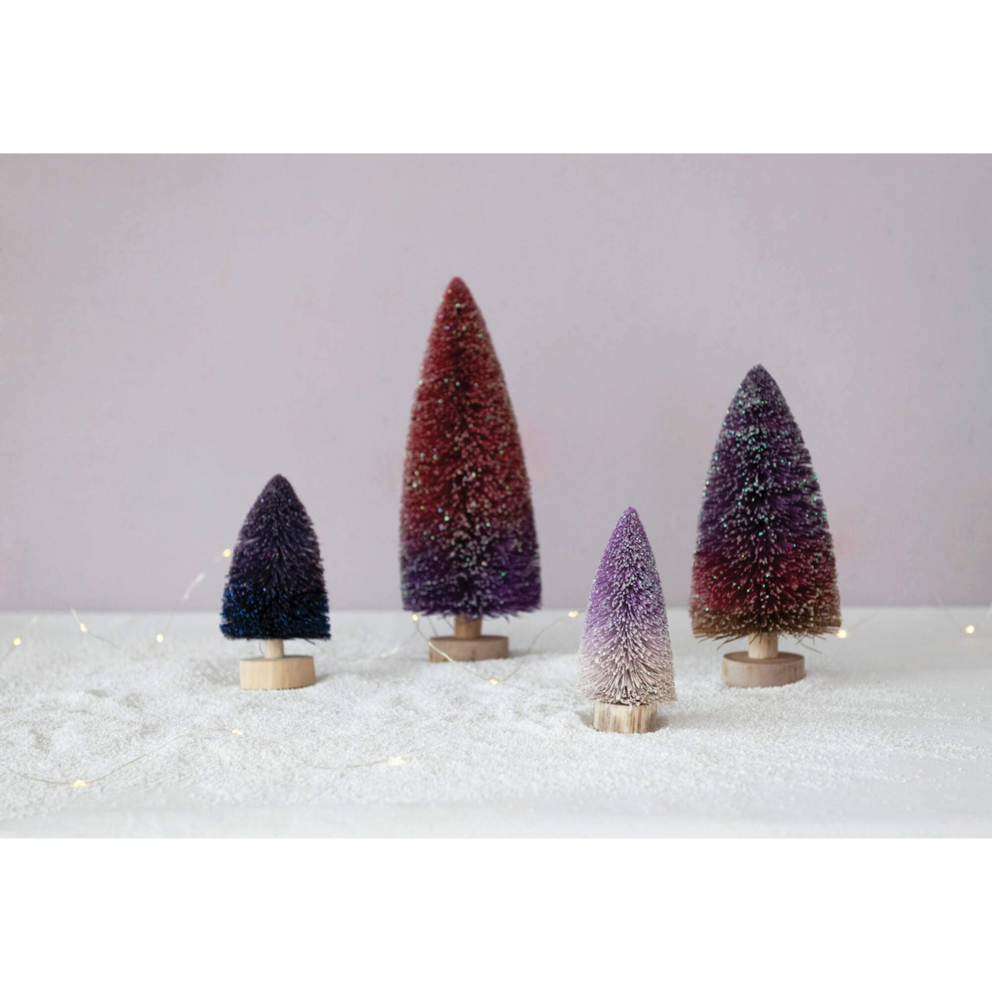 Hello Honey® 9" Purple Ombre Bottle Brush Tree with Wood Base and Glitter